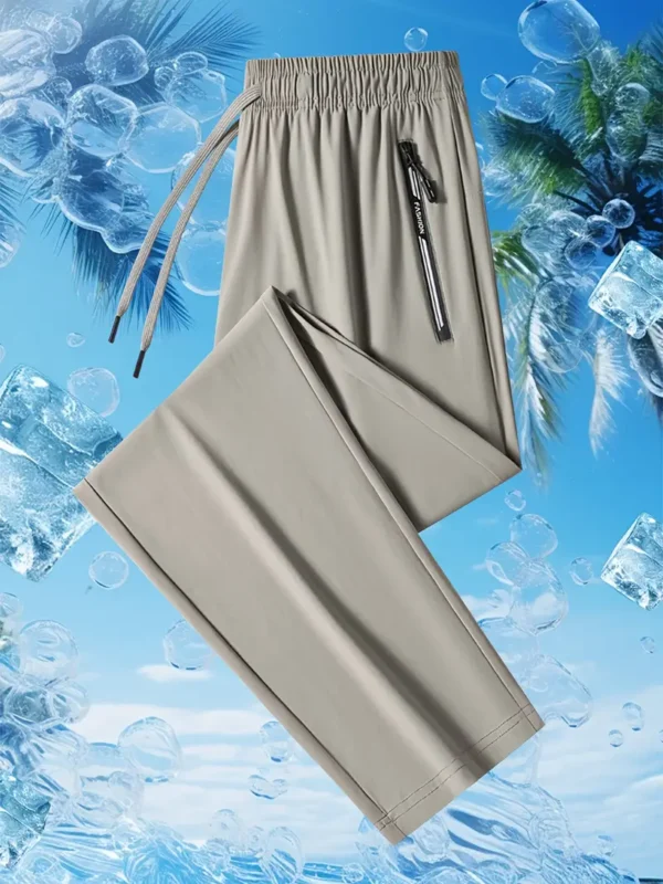 High-Stretch Breathable & Cooling Loose-Fit Straight-Leg Trousers with Elastic Waist & Pockets - Image 4