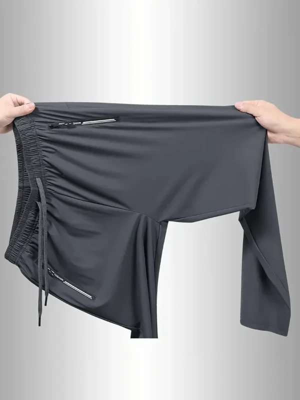 High-Stretch Breathable & Cooling Loose-Fit Straight-Leg Trousers with Elastic Waist & Pockets