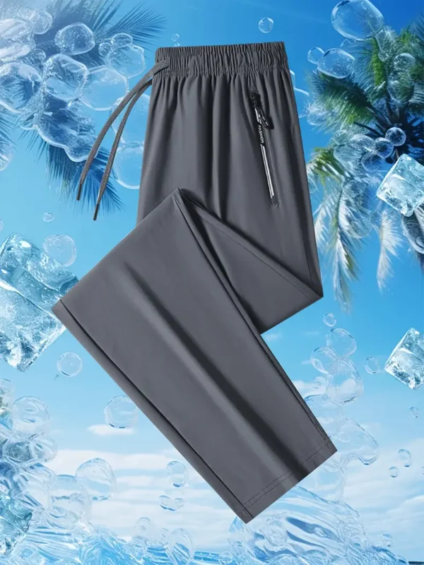High-Stretch Breathable & Cooling Loose-Fit Straight-Leg Trousers with Elastic Waist & Pockets - Image 2