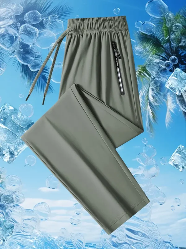 High-Stretch Breathable & Cooling Loose-Fit Straight-Leg Trousers with Elastic Waist & Pockets - Image 3